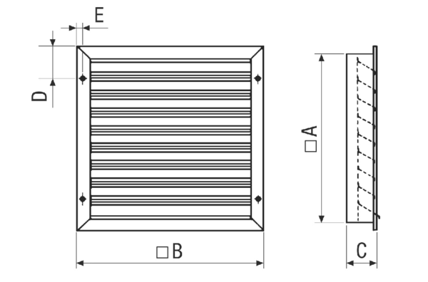 MLZ 50 IM0022660.PNG External grille, galvanised sheet steel, DN 500