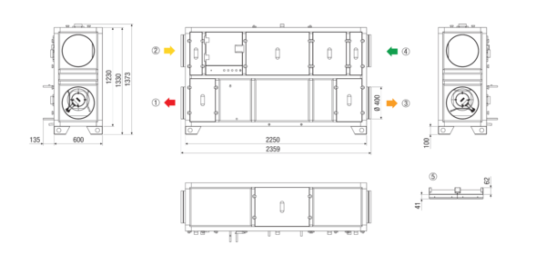 RLT 1600 MV4516VL-WH-Mode 3 IM0022873.PNG Zentrales raumlufttechnisches Kompaktgerät mit Wärmerückgewinnung. Ausführung: Vertikal mit Zu- und Abluftanschluss links, druckkonstanter Betrieb, mit Kreuz-Gegenstrom-Wärmetauscher, ohne Vorheizregister, mit Pumpenwarmwasserregister, Fördervolumen bis 1600 m³/h