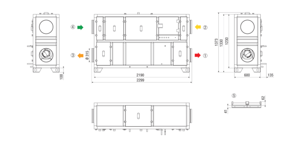 RLT 1200 MV4512VR-PH-EH-Mode 3 IM0022892.PNG Zentrales raumlufttechnisches Kompaktgerät mit Wärmerückgewinnung. Ausführung: Vertikal mit Zu- und Abluftanschluss rechts, druckkonstanter Betrieb, mit Kreuz-Gegenstrom-Wärmetauscher, mit Elektro-Vorheizregister, mit Elektro-Nachheizregister, Fördervolumen bis 1200 m³/h