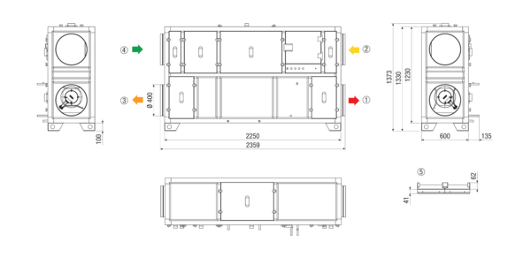 RLT 1600 MV4516VR-Mode 3 IM0022896.PNG Zentrales raumlufttechnisches Kompaktgerät mit Wärmerückgewinnung. Ausführung: Vertikal mit Zu- und Abluftanschluss rechts, druckkonstanter Betrieb, mit Kreuz-Gegenstrom-Wärmetauscher, ohne Vorheizregister, ohne Nachheizregister, Fördervolumen bis 1600 m³/h