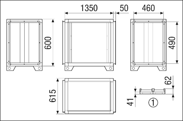 SD-MV4516-H-SL2 IM0023059.PNG Schalldämpfermodul Schalldämpferkulissen nach dem Absorberprinzip, aus abriebfesten und nicht brennbaren Mineralfaserplatten, umlaufend in einem stabilen Blechgehäuse eingefasst, die Oberfläche zusätzlich abgekantet. Nichtbrennbar nach DIN 4102, Klasse A