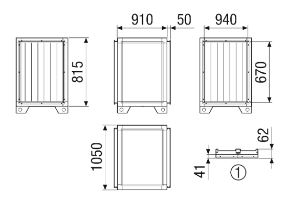 SD-MV4540-V-SL1 IM0023072.PNG Schalldämpfermodul Schalldämpferkulissen nach dem Absorberprinzip, aus abriebfesten und nicht brennbaren Mineralfaserplatten, umlaufend in einem stabilen Blechgehäuse eingefasst, die Oberfläche zusätzlich abgekantet. Nichtbrennbar nach DIN 4102, Klasse A