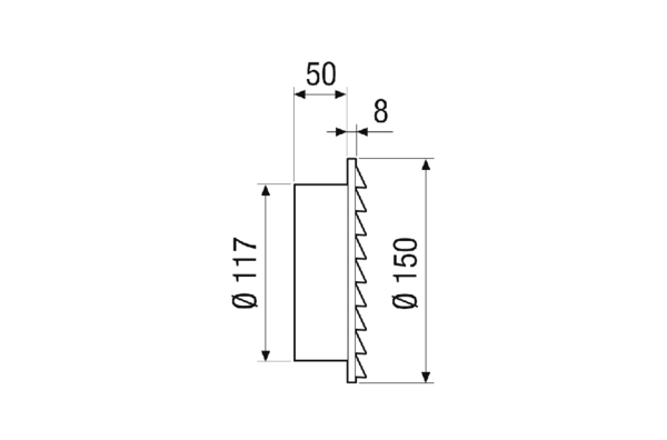 ALD 125 AE IM0023111.PNG Außengitter für ALD 125 A / ALD 125 ZLV 80 dB A-Set, Material: Edelstahl gebürstet