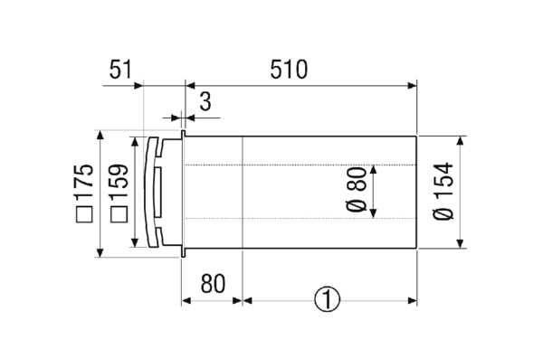 ALD 160 A IM0023115.PNG Ausbau-Set für schallgedämmter Außenluftdurchlass DN 160 zur dezentralen Wohnungsbelüftung mit manuellem Verschluss