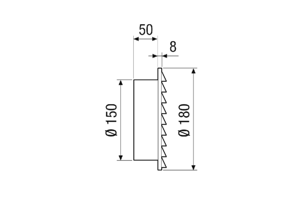 ALD 160 AE IM0023117.PNG Außengitter für ALD 160 A / ALD 160 ZLV 80 dBplus A-Set, Material: Edelstahl gebürstet