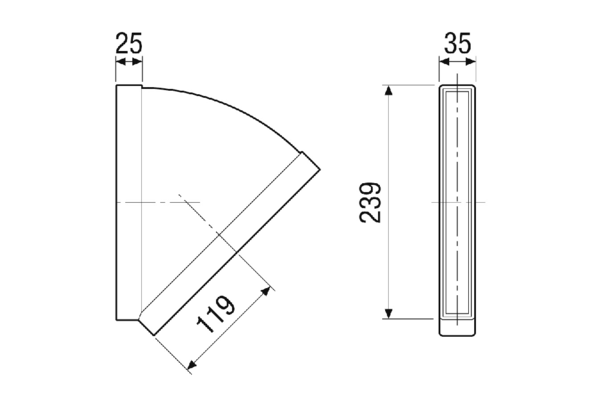 FK-HB-45 IM0023134.PNG Horizontalbogen 45°, Muffenmaß