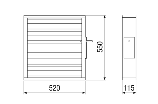 VKM-MV4512-H-DA IM0023232.PNG Verschlussklappen motorisch für zentrale raumlufttechnische Kompaktgeräte RLT mit Wärmerückgewinnung. Passend zum RLT-Gerät mit gleicher Bauartbezeichnung