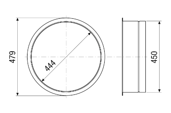 RA-MV4523-RC IM0023279.PNG Der Übergangsadapter wird 4x benötigt. Bei Zusatzmodulen (NHKR/SD/VM/PAS) wird der runde Anschluss in Luftrichtung hinter dem letzten Bauteil platziert