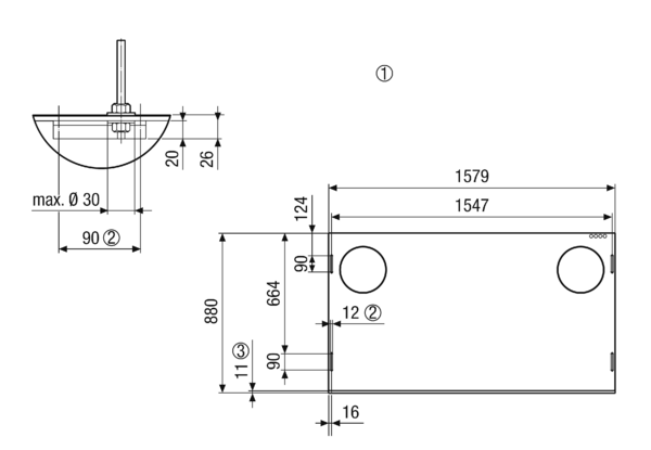 geniovent.x 600 H D-G-K1 IM0023297.PNG Dezentrales RLT Gerät mit sehr hoher Wärmerückgewinnung.  Mit Kreuz-Gegenstrom-Wärmetauscher und Vorheizregister, Außen- und Fortluftanschlüsse nach oben, Zuluft über Kanal, Abluft am Gerät, Abluftseite und Elektroseite mit Paneele verkleidet. CO2-Sensor im Gerät integriert. Mit App zur mobilen Geräte-Ansteuerung