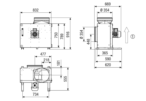 EKR 35-3  IM0023320.PNG Schallgedämmte Abluftbox, DN 350, Drehstrom