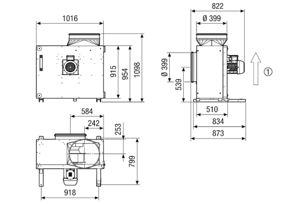 EKR 40-3 IM0023322.PNG Schallgedämmte Abluftbox, DN 400, Drehstrom