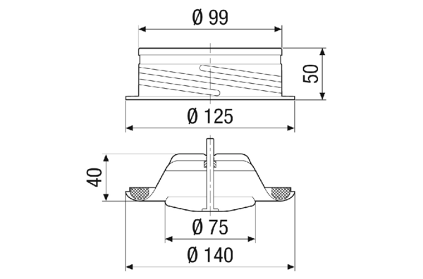 TFA 10 IM0023332.PNG Tellerventil für Abluft, Stahlblech, weiß, DN 100, für Wohnungslüftung max. 30 m³/h, inklusive Einbaurahmen