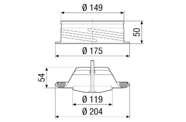 TFA 15 IM0023334.PNG Tellerventil für Abluft, Stahlblech, weiß, DN 150, für Wohnungslüftung max. 150 m³/h, inklusive Einbaurahmen