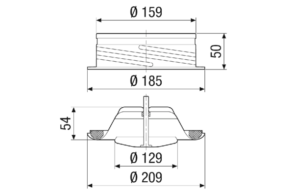 TFA 16 IM0023335.PNG Tellerventil für Abluft, Stahlblech, weiß, DN 160, für Wohnungslüftung max. 160 m³/h, inklusive Einbaurahmen