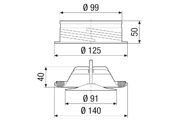 TFZ 10 IM0023342.PNG Tellerventil für Zuluft, Stahlblech, weiß, DN 100, für Wohnungslüftung max. 30 m³/h, inklusive Einbaurahmen