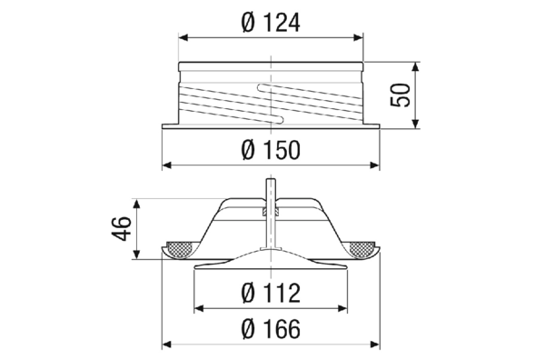 TFZ 12 IM0023343.PNG Tellerventil für Zuluft, Stahlblech, weiß, DN 125, für Wohnungslüftung max. 60 m³/h, inklusive Einbaurahmen