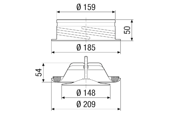 TFZ 16 IM0023345.PNG Tellerventil für Zuluft, Stahlblech, weiß, DN 160, für Wohnungslüftung max. 160 m³/h, inklusive Einbaurahmen