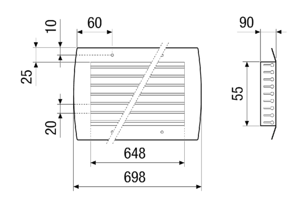 LGR 62/6 IM0023558.PNG Innengitter zur Be- und Entlüftung für den Einbau in Rohrleitungen, Stahlblech, verzinkt, max. 350 m³/h