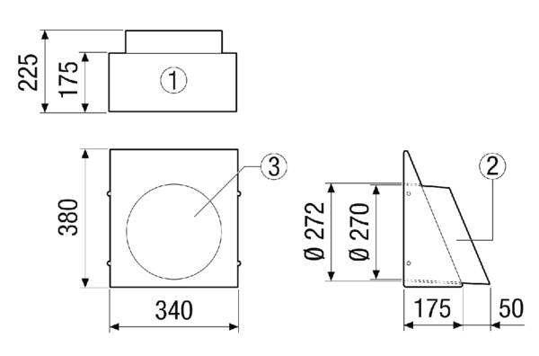 KW-FL 25/2E IM0023586.PNG Fortluft-Wandstutzen, DN 250, Farbe Edelstahl gebürstet