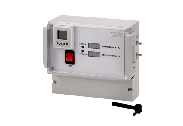 Centro-PT IM0009972.PNG Druckregelung mit integrierter Druckdose und Zeitschaltuhr für das Zentralentlüftungsgerät Centro in Verbindung mit Schallgedämmter Lüftungsbox ESR 16-2 bis ESR 40-2