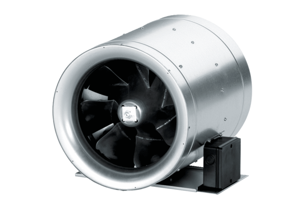 EDR diagonal fan IM0011737.PNG Diagonal duct fan, high pressure – Housing made of aluminium with AC motor or three-phase AC motor, DN 250 to DN 710