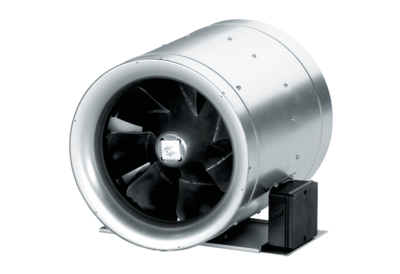 Dijagonalni ventilator EDR IM0011737.PNG Kućište dijagonalnog cijevnog ventilatora od aluminija, otporno na tlak, s jednofaznim ili trofaznim motorom, DN 250 do DN 710