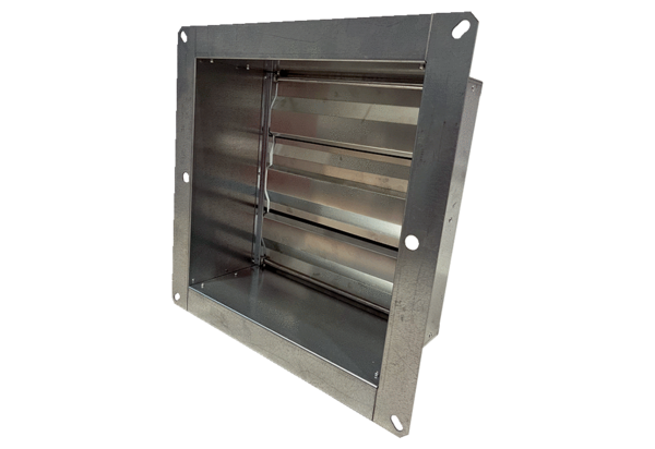 VKRI HV 40-45 IM0020767.PNG Airstream-operated channel shutter with rectangular connection plate, DN 400-450
