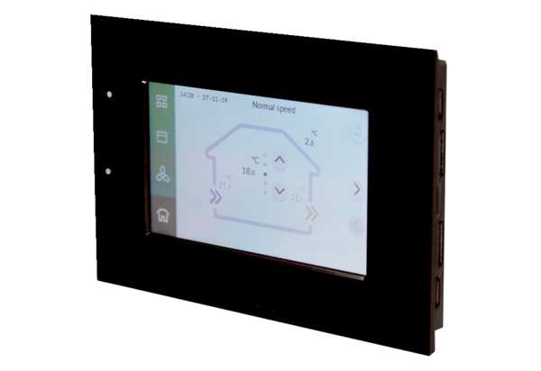 RLS-MV45XX-TP IM0022453.PNG Raumluftsteuerung als Touch-Bedienteil. Komfortable Konfiguration und operative Kontrolle von einem RLT-Gerät.